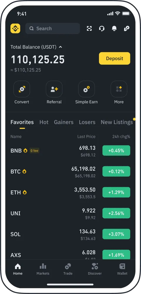 Binance网址APP下载-交易所APP界面
